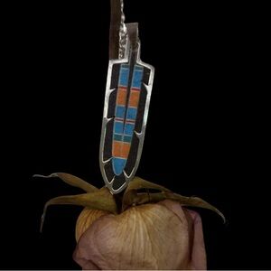 Silver and Multicolor Feather Pendant